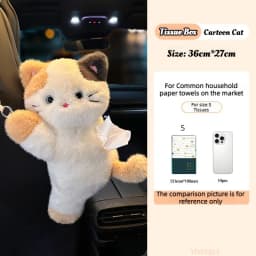 1Pc Cartoon Cat Car Tissue Box Creative Doll Universal Car Hanging Pumping Box Cute Plush Vehicle Tissue Case Paper Hanging Bag