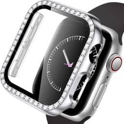 Glass+Case For Apple Watch series 8 7 6 5 4 3 SE Diamond bumper Screen Protector+cover iWatch case 45mm 41mm 44mm 40mm 42mm 38mm