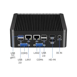 Industrial Mini PC Intel Pentium J5040 4xCOM 8xUSB 2xLAN 2xHDMI SIM Slot MPCIe WiFi 4G LTE GPIO LVDS Win11/10 Linux TPM2.0