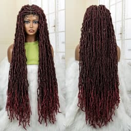 36 Inches Red Colored Super Long Synthetic Full Lace Braids Wigs Locs Dreadlock Knotless Box Braided Wigs for Afro Black Women