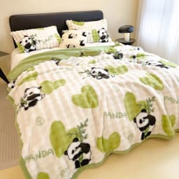 Cute Giant Panda Fluffy Fleece Blanket Fall Winter Thick Warm Faux Rabbit Fur Bed Blanket Plush Sofa Throw Cover Soft Bedspread