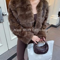 Neo Mint Vintage Brown Patchwork Fur Coat Women Winter 2025 Luxury Brand Fashion Faux Fox Fur Jacket Chic Street Girl Overcoats