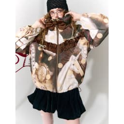 ELFSACK Magical Unicorn Jacket for Women – Cute Ruffled Bow, Lace & Polka Dot Design, Cozy Winter Streetwear Coat