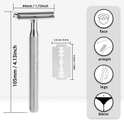 Safety Razor Men's Wet Razor 30° Angle Including 5 Platinum Razor Blades, Safety Razor and Blade Guard