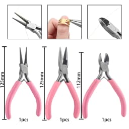3pcs/Set Portable Jewelry Making Pliers Tool Needle Round Nose Pliers Diagonal Plier for DIY Jewelry Hardware Making Repair Tool