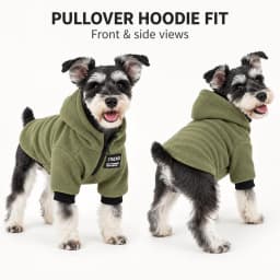 Warm Fleece Dog Hoodie Winter Pullover Pet Sweatshirt with Partial Zip for Small Medium Dogs Schnauzer Pomeranian Toy Poodle