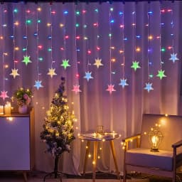 1pc 96 LED Star Icicle Curtain String Lights USB Powered 8 Modes Christmas Decorative Icicle Lights For Garden Patio Home Decor