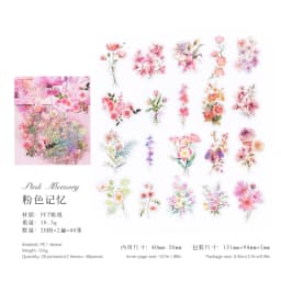 40 Pcs Fresh Flower PET Sticker Pack Aesthetic Hand Accounting Transparent Decoration Scrapbooking Stationery Supplies for Kids