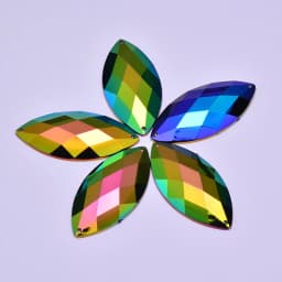 JUNAO 30*62mm Sew On Large Crystal AB Rhinestone Sewing Horse Eye Acrylic Stones Appliques Flat Back Strass Diamond