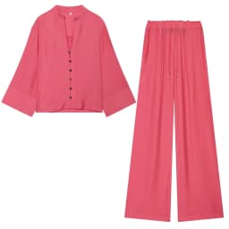 TFAFXY 2026 Sprinf Women Sets Wrist Sleeve Patchwork Loose V-neck Shirt Oversize Blouse Wide Leg Pants Suits Outfits