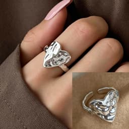 PANJBJ  925 Sterling Silver Double Layer Ring for Women Girl Gift Geometry Hollowing Out Minimalism Fashion Jewelry Wholesale