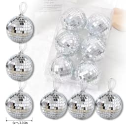 20PCS 4D Silver Ball Party Mirror Ball Cool Reflective Christmas Tree Decoration Suitable for Wedding Parties Dance Music