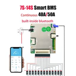 JBD Built-in BT Smart BMS Li-ion LiFePo4 24V 36V 48V 7S 8S 9S 10S 11S 12S 13S 14S 40A 50A BMS UART With Balance Function