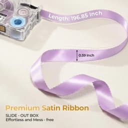 Phomemo A30 P15 Exclusive Embellish Black Print on Purple Satin Ribbon, Fabric Ribbons for Gift Wrapping,Wedding Bouquets, DIY