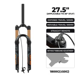 Bolany New Upgraded MTB Front Fork 32mm Bicycle Air Fork 27.5/29 Inch Mountain Bike Air Supension 120mm Travel Magnesium Alloy