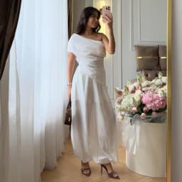 One Shoulder Women Dress Solid Color Waist Cinched Long Dress Sleeveless Backless Slim Fit Elegant Draped Stylish Party Wear