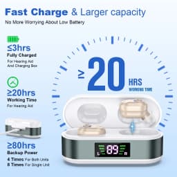 CIC Rechargeable Digital Display Hearing Aid Hearing Loss Elderly Adjustable Sound Amplifier Portable Charging Case