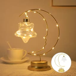 GGbingLED Light Moon Shape Design Home Decoration Star Light Indoor Ornament Small LED Night Lamp Heart Iron Material for Gift