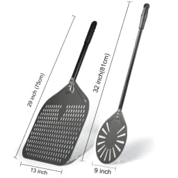 12" Hard Anodized Perforated Pizza Peel Rectangle Pizza Turning Shovel Set Aluminum Pizza Peel Paddle 40cm Long Silicone Handle