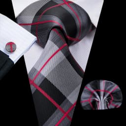 Hi-Tie Silk Wedding Tie For Men Blue White PlaidHandky Cufflink Set Fashion Designer Necktie For Men Business Party Dropship