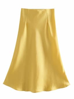 Hot Sale Solid Satin Elastic Waist Women A-Line Skirt Summer Female Slim Falda