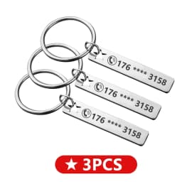Stainless Steel Anti-lost  Customized Phone Number Key Chain for Women Men Personalized Laser Engraved Names  Bar Key Ring