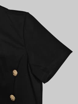 Modigirl Wedding Black Dresses for Women Gold Button Clothes Asymmetrical 2025 Summer Woman Short Sleeves Party Maxi Dresses