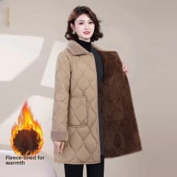 Thickened Fleece Cotton Jacket Coat for Mom Winter New Arrival 2025 Mid-Length Warmth Women's Fashion Outerwear Coat