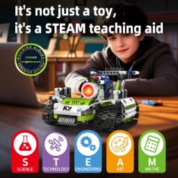 K96158 337PCS 5-in-1 Electric Remote Control Programmable Robot STEM Educational Coding Toy with Digital Display