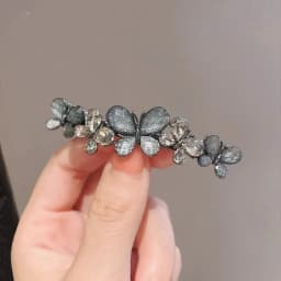 Elegant Crystal Flower Hairpin Spring Clip High-end Women's Back of Head Half-tied Hair Clip Girls Korean Style Hair Accessories