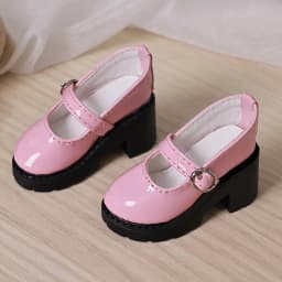 6cm* 3cm Doll Leather Shoes 1/4 Bjd Doll Thick Sole Round Toe High Heels Suitable For Dollfie Dream Mid-Dk Dod DollMore Luts