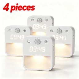 Motion Activated Night Light Illuminating Fixture with Clock Display with Built-in Clock Display Dimmable Hallway Light