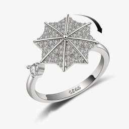 SMJEL Fidget Spinner Ring Anxiety for Women Multiple Crystal Flower Eye Butterfly Animal Ring Rotate Anti Stress Wedding Jewerly