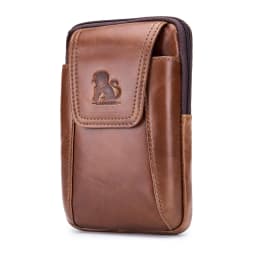 Top Layer Cowhide Men's Belt Bag for Casual Outdoor Mobile Phone Bag, Genuine Leather Waist Bag
