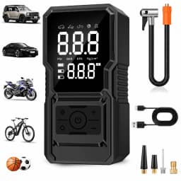 Portable Tire Inflator 150PSI, 3X Faster Wireless Air Pump, Digital Display, LED Light, USB Charging for Car, Moto, Bike, Ball