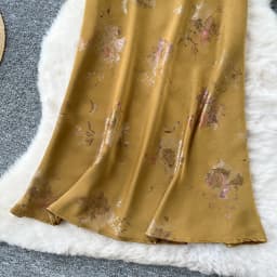 Sexy satin Chic print glitterHigh Waist Hip Wrap summer split sweet Full Skirt women clothing