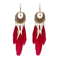 Round Retro Women's Dream Catcher Handmade Long Tassel Feather Earrings Female Leaves Pendant Earring Kolczyki Boho Jewelry