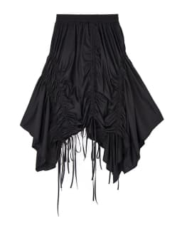 [EAM] High Elastic Waist Black Irregular Hem Drawstring Half-body Skirt Women Fashion Tide New Spring Autumn 2026  1DJ0643