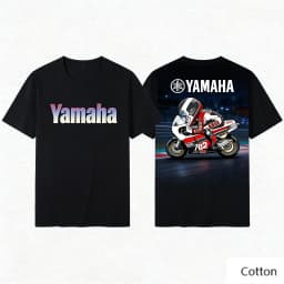 2026 YAMAHA White Oversized Retro Racing Print Cotton T-Shirt Unisex Breathable Biker Street Top