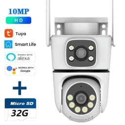 Tuya 10MP Dual-Lens 5G Wifi Camera PTZ Outdoor 4K HD Dual Screen Home Security-protection Camera Color Night Vision Surveillance
