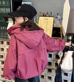 Girls' Spring/Autumn Coat 2025 New Arrival Windproof Oversized Jacket Hooded Sports-Style Casual Coat for Older Children
