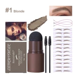 Eyebrow Stamp Stencil Kit Brown Black Brow Powder Hairline Contour Long-Lasting Waterproof Eyebrow Makeup Brow Shape with 12 PCS