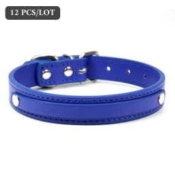 12 PCS Wholesale Plain PU Leather DIY Name ID Dog Collar Custom Letters Charms Puppy Cat Neck Strap Collars for Small Medium Dog