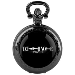 Classy Death Note Design Black Quartz Pocket Watch Fashion Necklace Timing Pendant with Chain Gift for Man Woman Souvenir