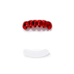 TOPGRILLZ Red Mirror Hip Hop Grillz Set 2Pcs 8 Teeth Top Bottom Grills Y2K Party Cosplay Teeth Halloween Jewelry Men Women