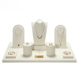 Beige Jewelry Display Set Luxury Window Display Stand Holder for Necklace Ring Earring Counter Showcase Tray Decor
