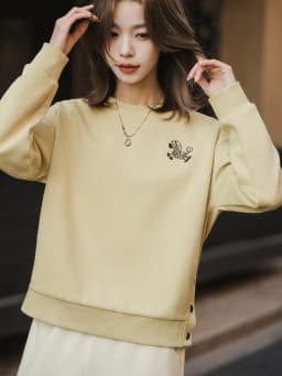 XIAOGULI Women Embroidery Cotton Blend Pullover Sweatshirt Relaxed Fit Soft Skin Friendly Versatile Fashion Tops 2026 Autumn New