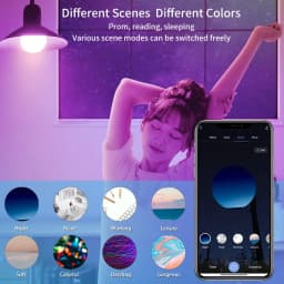 E27 LED Smart Bulb WiFi Tuya Smart Life APP Control Dimmable 15W 18W RGB+CW+WW Light Bulb For Home Bedroom Hotel Bar Party Decor