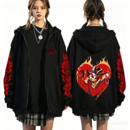Hazbin Hotel 2026 New Anime 2D Print Hoodie Fun Style Men's and Women's Zip-up Sweatshirt