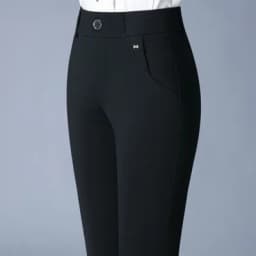 7XL Spring Autumn Casual Button Elastic Mid Waist Black&Navy Blue Straight Trousers Office Lady Quick Drying Suit Pants Female